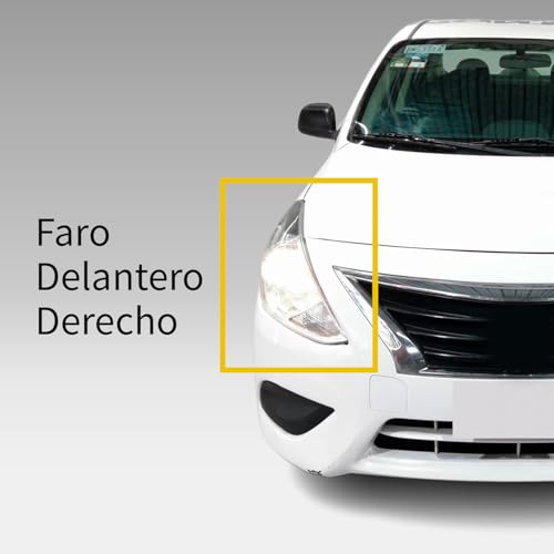 Faro Delantero Derecho compatible con Versa 2015 2016 2017 2018 2019 | Fondo Totalmente Cromado