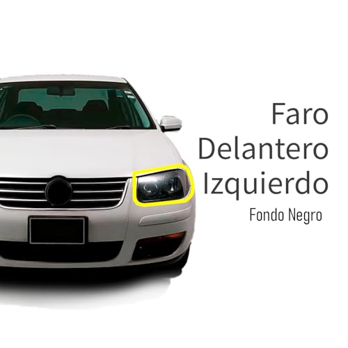 Faro Delantero Izquierdo compatible con VW Jetta Clasico 2008 2009 2010 2011 2012 2013 2014 2015 | Fondo Negro