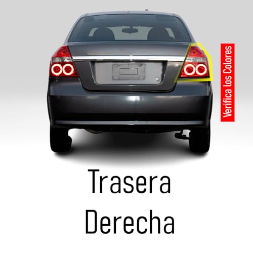 Calavera Derecha compatible con Aveo 2012 2013 2014 2015 2016 2017 | Sin Arnes | Color Rojo y Blanco