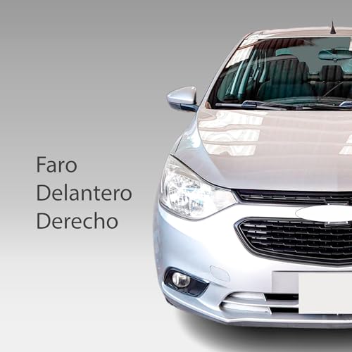 Faro Delantero Derecho compatible con CV Aveo 2018 2019 2020 2021 2022 2023 | Totalmente Cromado | Con Motor