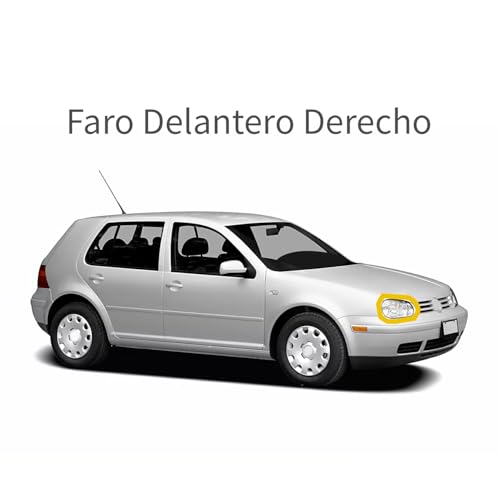 Faro Delantero Derecho VW Golf 1999 2000 2001 2002 2003 2004 2005 2006 2007 | Sin Lupa | Con Foco | Ambar con Vidrio