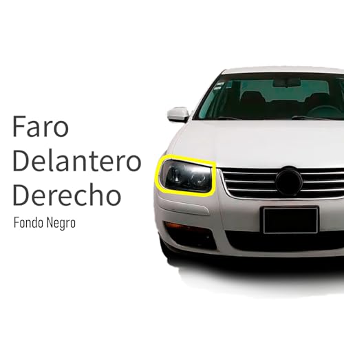 Faro Delantero Derecho compatible con VW Jetta Clasico 2008 2009 2010 2011 2012 2013 2014 2015 | Fondo Negro