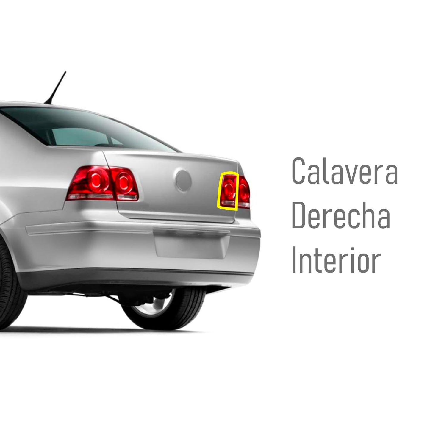 Calavera Derecha Interior sin Arnes Clara Compatible con VW Jetta Clasico 2008 2009 2010 2011 2012 2013 2014 2015 | Rojo Blanco