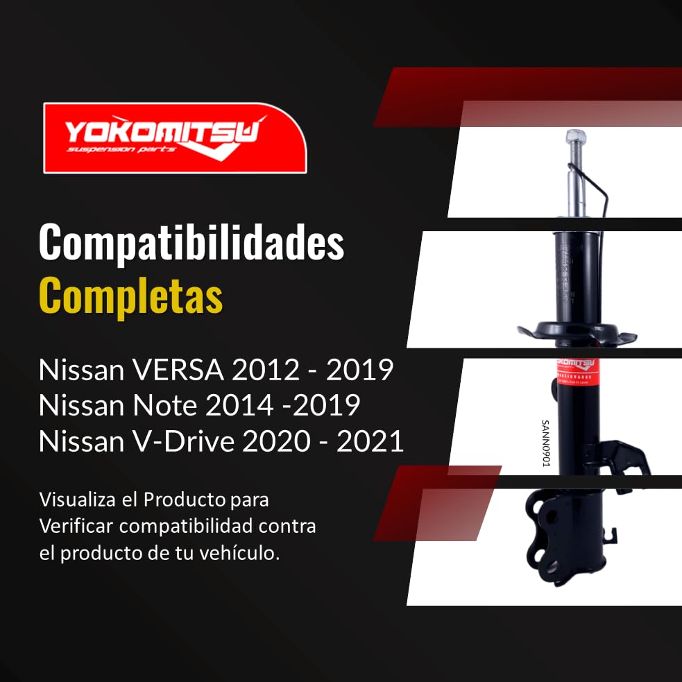 Par Amortiguadores Delanteros Compatibles con NISSAN VERSA 2012 2013 2014 2015 2016 2017 2018 2019